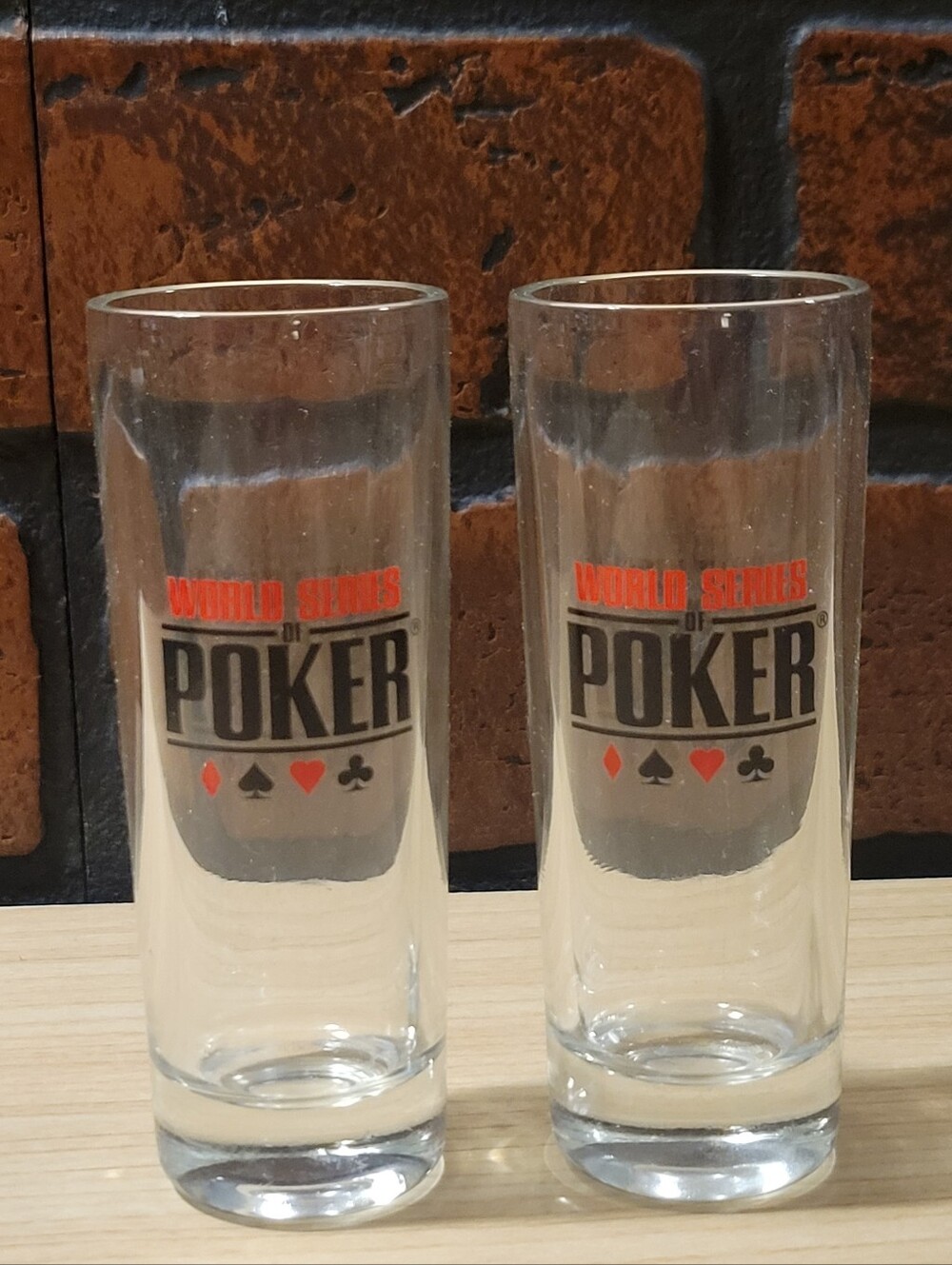 Pair of World Series of Poker Tall Shot Glasses